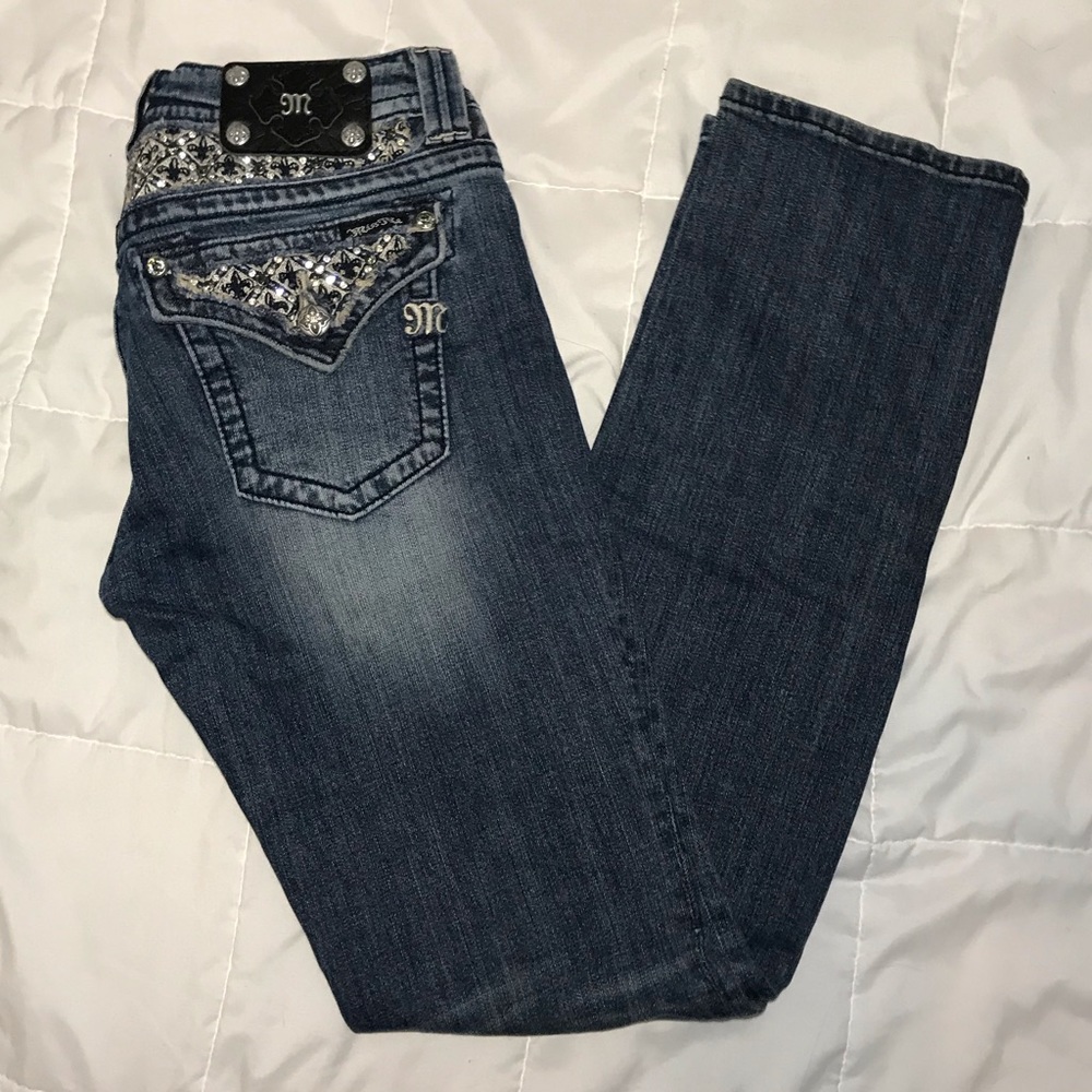 Miss Me 30 Straight Dark Wash Jeans Bedazzled